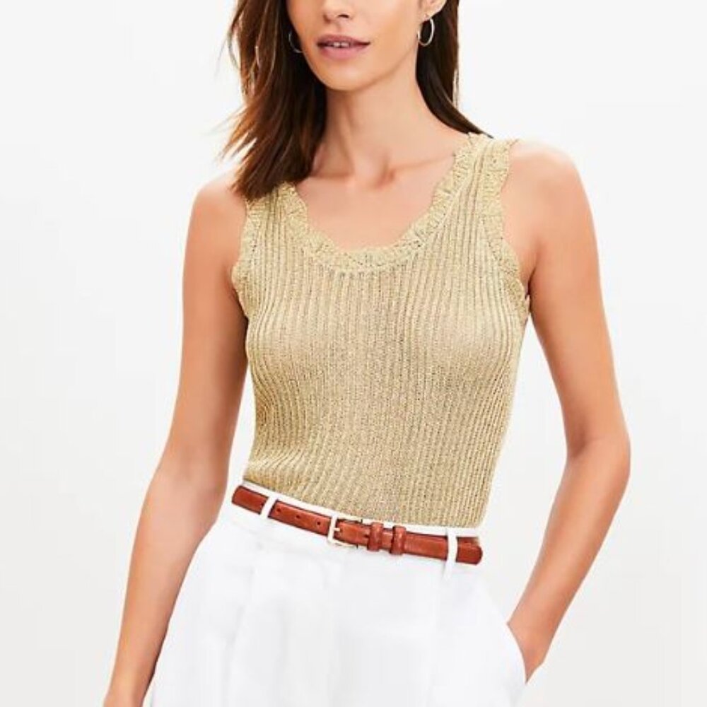 NWT Shimmer Ribbed Sweater Tank Top from The Loft - Super Chic!